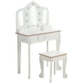 thumbnail image 3 of Kids Vanity, Girls Vanity Set with Mirror and Stool, Makeup Vanity with Lights and Storage Drawer, Brightness Adjustable, Wooden Dressing Table, Pretend Play Kids Vanity Table and Chair Set, 3 of 7