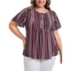 thumbnail image 1 of GRACE & GRANDEUR Blusas de Talla Grande para Mujeres con Cuello Ajustable, Mangas con Volantes, Estampado Floral Bohemio, Con Lazos Reunidos, Blusa Estilo Babydoll 3X Púrpura Ciruela, 1 of 5
