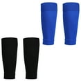 thumbnail image 1 of Dinheiro 2 Pares De Espinilleras De Fútbol Manga De Compresión para Niños Jóvenes, Calcetines con Soporte para Piernas para Deportes De Fútbol Voleibol,Color Azul+Negro, 1 of 5