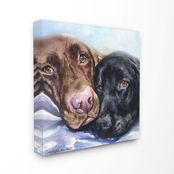 Stupell Industries Labradors Dog Pet Animal Watercolor Painting Canvas Wall Art by George Dyachenko