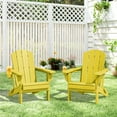 thumbnail image 3 of SERWALL Outdoor Adjustable Folding HDPE Adirondack Chair Set of 2 with Cup Holder, Yellow, 3 of 9