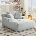 thumbnail image 3 of AVENIX 66" Oversized Chaise Lounge Chair Indoor, Boneless Cloud Sofa Bed, No-Assembly Deep Seat Sleeper Couch for Living Room,3 Pillows,Corduroy Light Gray, 3 of 8