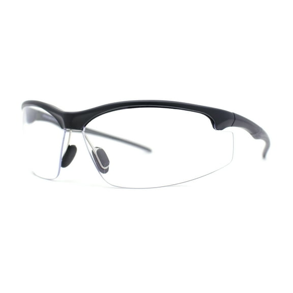 Mens ANSI Z87.1 Wrap Half Rim Safety Bifocal Reading Glasses Sunglasses [Clear Lens,  1.0]
