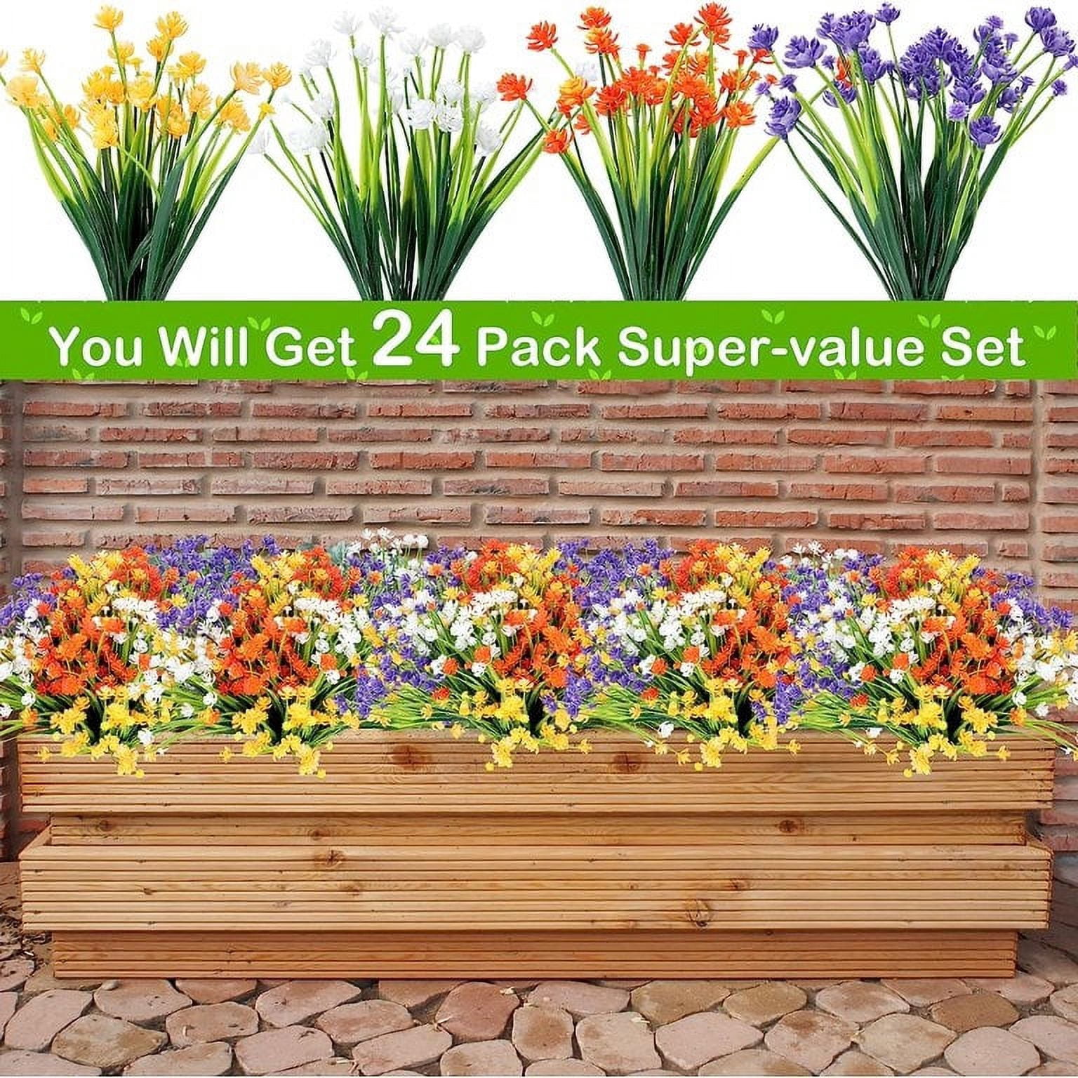 MAMOWEAR Artificial Flowers Outdoor UV Resistant Fake Flowers, Faux Plastic Flowers for Decoration Home Kitchen Garden Wedding Party Décor