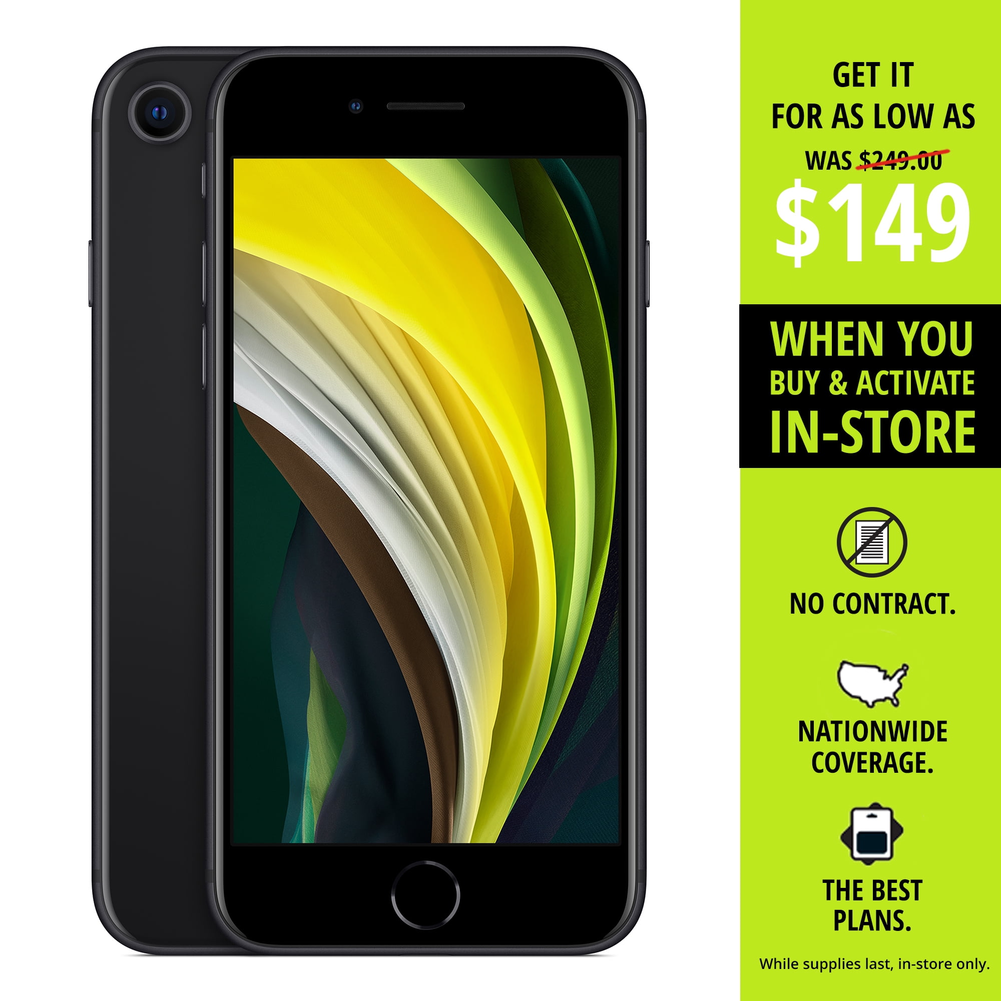 Straight Talk Apple IPhone SE 2020 64GB Black Prepaid Smartphone 