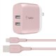 thumbnail image 2 of Cargador De Pared 2 Puertos USB A con cable Lightnig Belkin rosa, 2 of 7