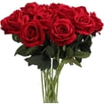 thumbnail image 2 of 10Pcs Artificial Silk Flowers Realistic Roses Bouquet Long Stem for Home Wedding Decoration Party, 2 of 11