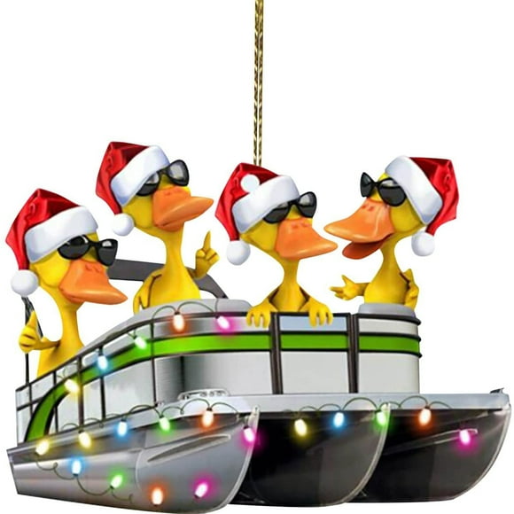 (Pas de Lumières)Christmas Ornements Suspendus Pirates Métal Canard en Forme de Décoration Bateau