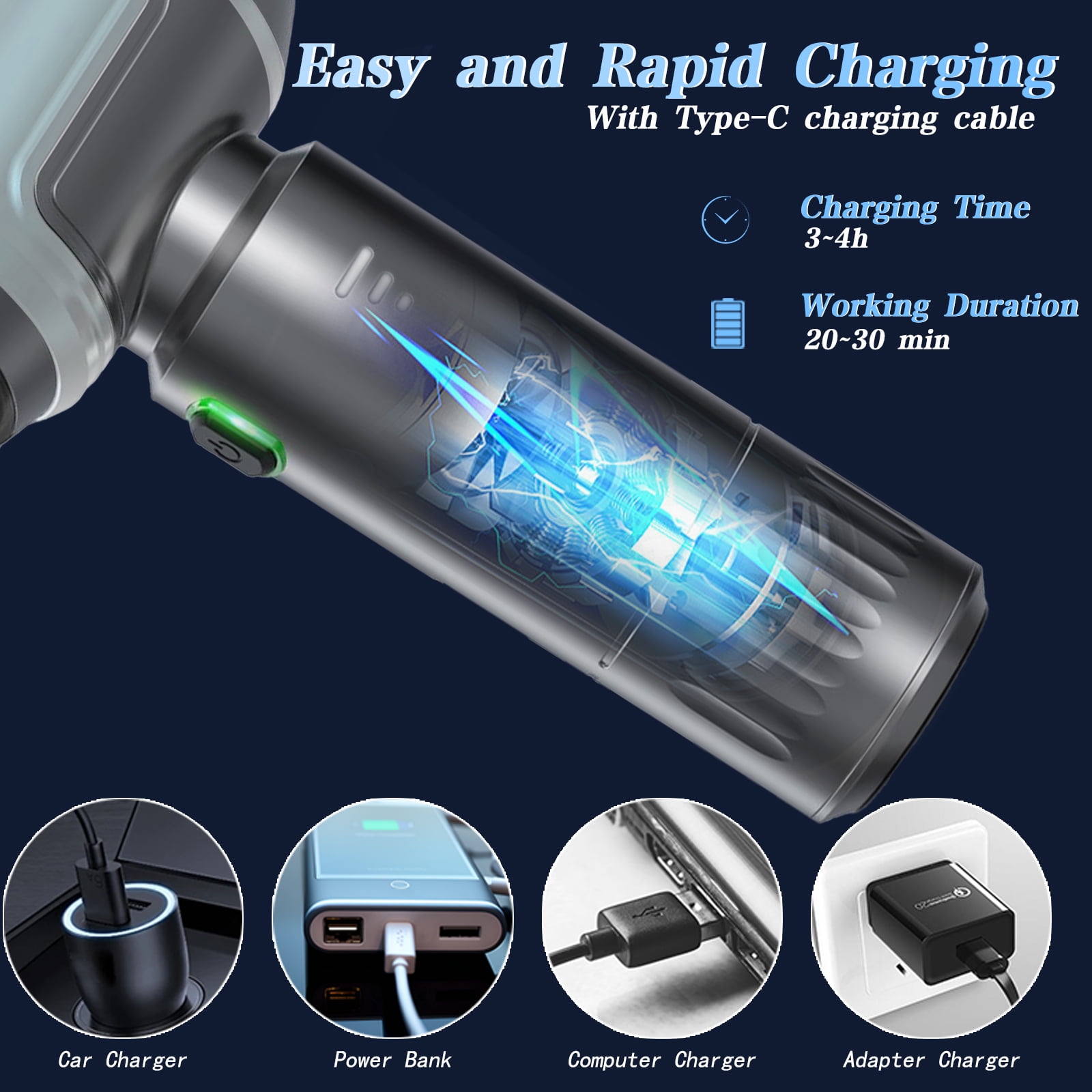 Ecoflick Handheld Vacuum Cleaner, Battery Powered, 16000PA, Mini Vacuum Cleaner Cordless for Car, Home, Office