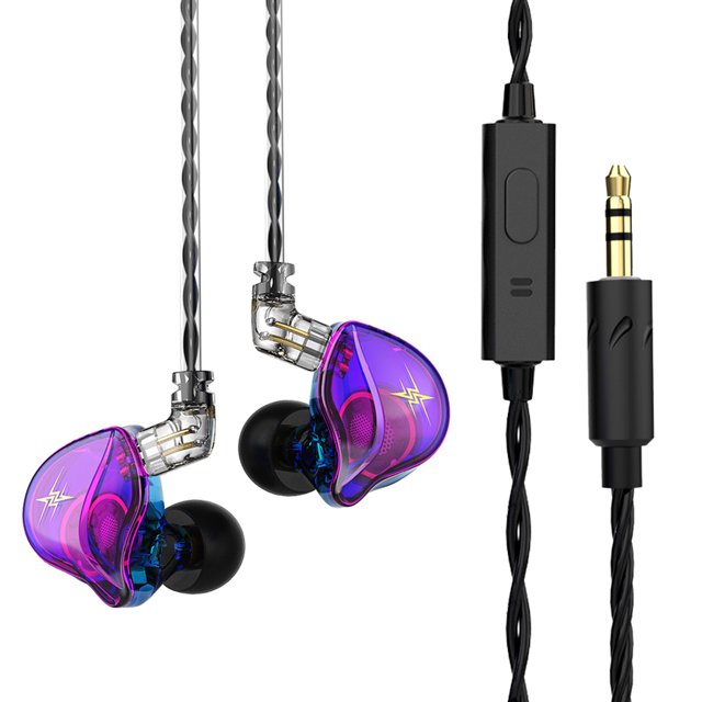 QKZ Auriculares para correr con reducción de ruido con cable de 3,5 mm, auriculares internos con control con cable, auriculares portátiles con lápiz óptico de 0,75 mm con micrófono, color Eigraketly EL005070-08B