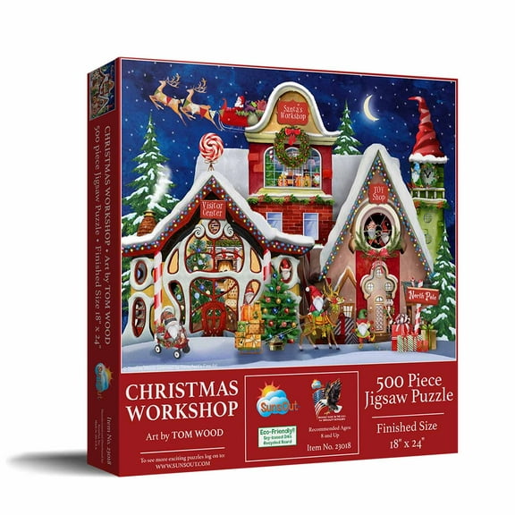SUNSOUT INC - Christmas Workshop - 500 pc Jigsaw Puzzle by Artist: Tom Wood - MPN# 23018