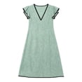 thumbnail image 4 of ClodeEU Women's V Neck Ruffle Sleeve Midi Dress,Casual A Line Loose Sundress with Pockets Green,Women's Plus L, 4 of 5