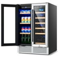 thumbnail image 2 of GVN Wine Cooler, Wine Fridge,24 Inch Dual Zone Wine and Beverage Cooler-Silver, 2 of 4