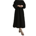 thumbnail image 5 of Zedker Womens 2025 Casual Midi Maxi Dresses Lightweight Long Sleeve Crew Neck Elastic Waist Dress, Plus Size BlackM, 5 of 5
