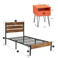 thumbnail image 3 of VECELO 3-Piece Bedroom Set Metal Bed Frame with Wooden Headboard and 2 Nightstand, Twin Size, 3 of 5