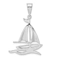 thumbnail image 3 of Quality Gold QC10025 Sterling Silver Polished & Textured Sailboat On Water Pendant, White, 3 of 3