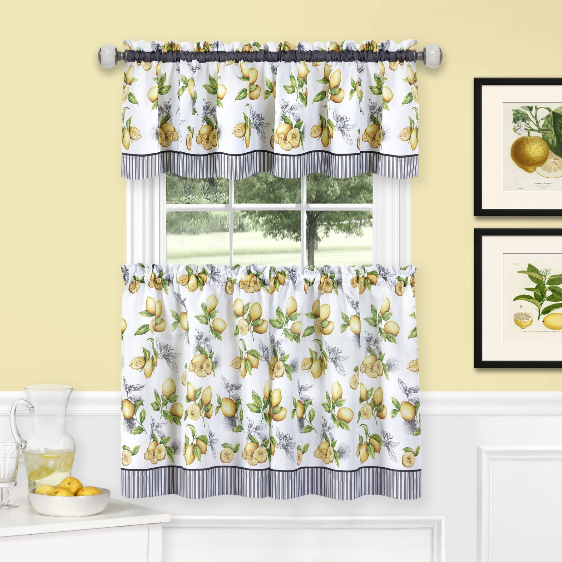 Traditional Elegance Lemon Drop Tier and Valance Window Curtain Set ...