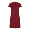 thumbnail image 6 of Blmnix Holiday Party Dresses for Women Fit & Flare Pleated Elegant Skirt Red V-Neck Short Sleeve Wedding Guest Dress,M, 6 of 7