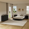 thumbnail image 3 of ASTUVIA 4-Piece Bedroom Set for Adult, Fluted Queen Floating LED Bed Frame with 2 Nightstands and Fluted 6 Drawer Dressers,Black, 3 of 10