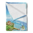 thumbnail image 2 of Island Map Soft Flannel Fleece Throw Blanket, Aerial View Fantasy Pirate Cove Island with Crossbones and Captain Skull, Cozy Plush for Indoor and Outdoor Use, 50" x 60", Multicolor, by Ambesonne, 2 of 5