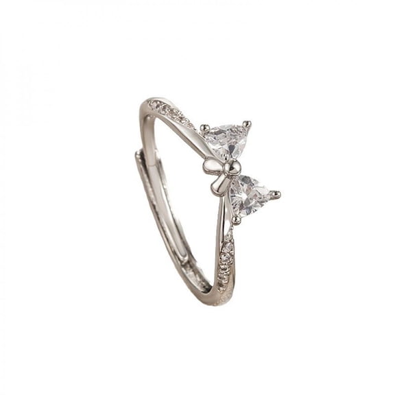 APIPEE Women 925 Sterling Silver Butterfly Cubic Zirconia Thumb Ring Stress Anxiety Rings Women's Jewelry Shining Bow Ring Lady Birthday Mother's Day Gifts