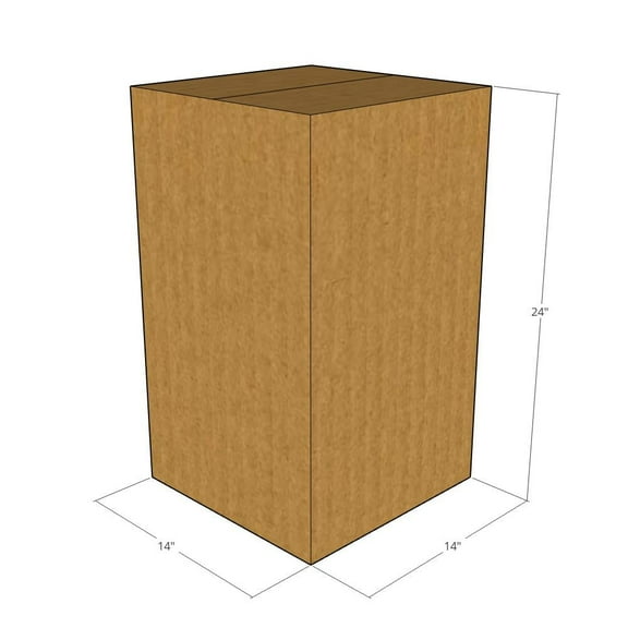 14x14x24 Kraft Brown Corrugated Shipping Boxes, 32 ECT Single-Wall, Qty 15