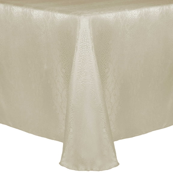 Ultimate Textile (10 Pack) Damask Kenya 72 x 120-Inch Oval Tablecloth - Home Dining Collection - Snakeskin Jacquard Design, Natural Ivory Cream