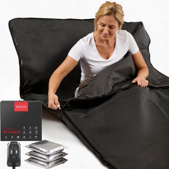 Far Infrared Sauna Blanket for Home Use – Portable Foldable Design with PEMF & Energy Crystals, 86-176°F Temp Control, 100-240V, 500W