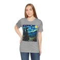 thumbnail image 2 of Unisex Van Gogh Starry Night Halloween Witch Cotton Shirt, 2 of 7