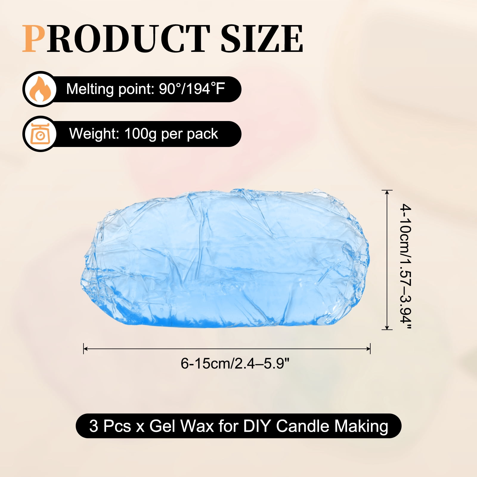 0.66lb Gel Wax for Candle Making, High Transparency Gel Wax Melts Candles Making Supplies for DIY Handmade Candle Decorative Material Supplies, Blue,3pcs