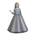 thumbnail image 1 of HXWCHs Robe Chandail en Tricot et Robe Longue Formelle Brillante pour Filles, Élégante Robe de Soirée avec Détails à Sequins pour Gris 6-7 Ans, 1 of 7