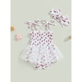 thumbnail image 2 of Caoirhny Baby Girl 4th of July Outfits, Sleeveless Tie Shoulder Flag Print Romper with Headband Set, 2 of 8