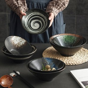Cuenco para fideos Lamen Cuenco para fideos de vajilla Cuenco de cerámica Cuenco para arroz comercial Cuenco para cubo Cuenco grande Cuenco para fideos de sopa de verduras Malatang