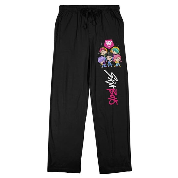 KPop Demon Hunters Chibi Saja Boys Women's Black Sleep Pajama Pants-Small