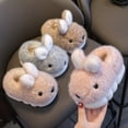 thumbnail image 6 of Otqutp Kids Cute Bunny Animals Slippers Warm Winter Furry Heeled Slipper Soft Comfortable Plush Indoor Non Slip House Shoes, 6 of 7