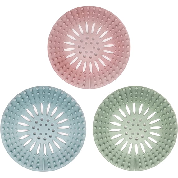 Hair Catcher Durable Silicone Hair Stopper Shower Drain Covers Easy to Install and Clean Suit for Bathroom Bathtub and Kitchen 3 Pack