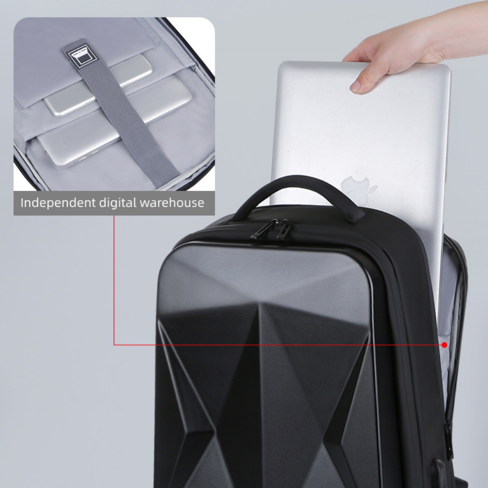 Anti Theft Hard Shell Shoulder Backpack, Business Laptop Backpack With USB Charging Port Fit 15.6 inch Laptop, Black