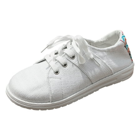 

Leisure Women s Four Seasons Print Non Slip Flat Round Toe Breathable Lace Up Lazy Two Ways To Wear Cloth Shoes Slippers