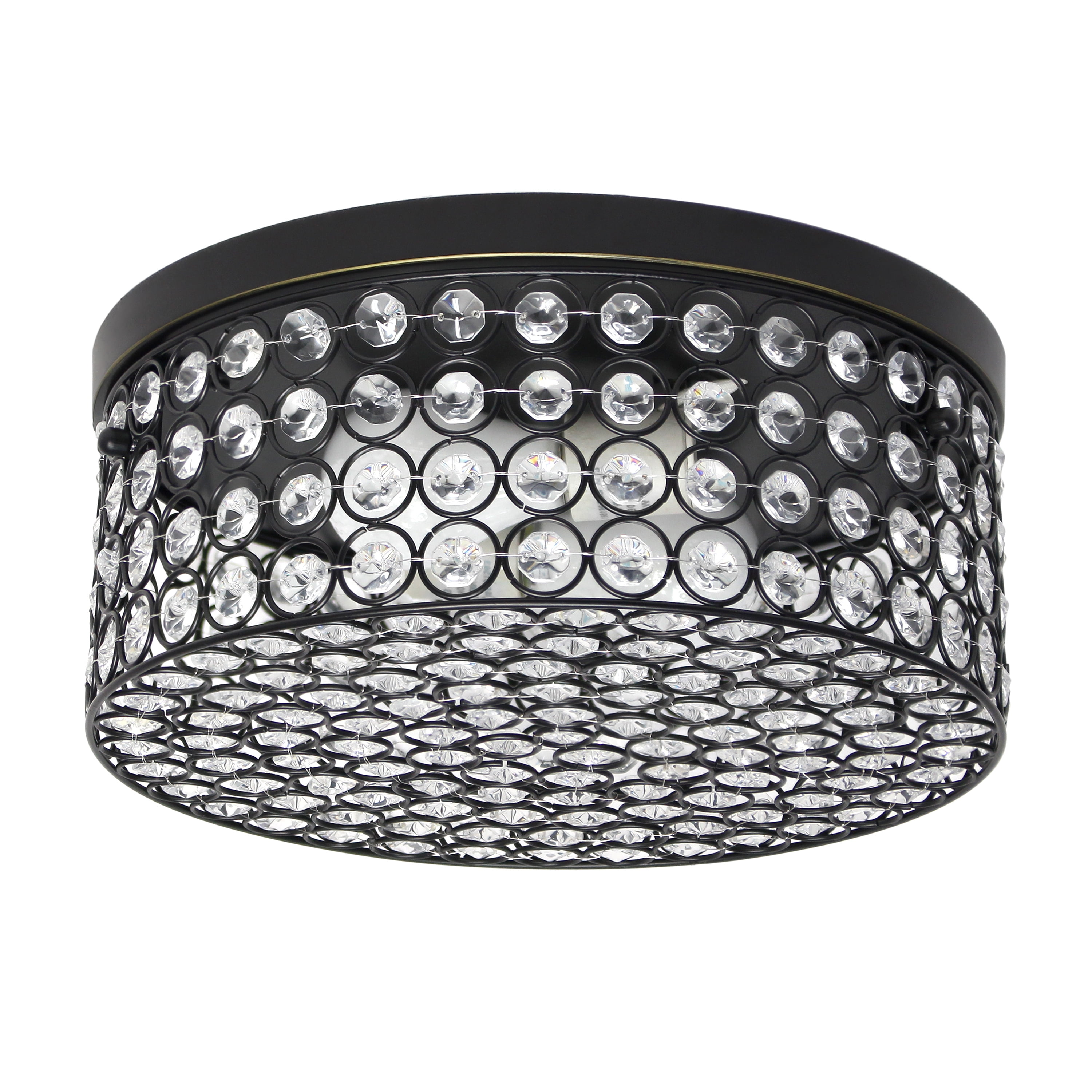 Elegant Designs 12 Inch Elipse Crystal 2 Light Round Ceiling Flush ...