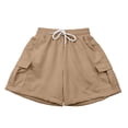 thumbnail image 3 of Girls Athletic Shorts Basic Classic Soft Shorts Loose Comfortable Kids Summer Clothing Khaki 15-16 Years, 3 of 7