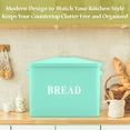thumbnail image 4 of Bread Box for Kitchen Countertop, Vesteel Metal Bread Bin Holder for Modern Classic Farmhouse, Extra Large & High Capacity Storage Container - 13" x 9.8" x 7.3" - Holds 2+ Loaves, Turquoise, 4 of 7