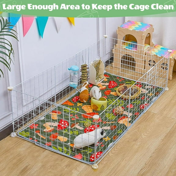 2 Pack Washable Guinea Pig Cage Liner, Reusable Waterproof Pee Pads for Small Pets