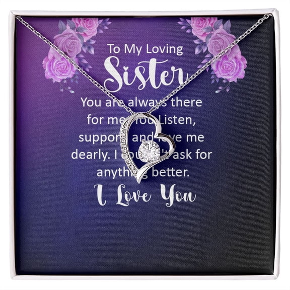 To My Sister You Are Always There For Me Forever Necklace w Message Card