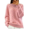 thumbnail image 2 of Frostluinai Sweaters for Women Long Sleeve Cable Knit Sweaters Crew Neck Lightweight Fall Sweaters Basic Solid Color Comzy Soft Sweaters, 2 of 6