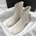 thumbnail image 2 of NECHOLOGY Botas Mujer Adulto Femenino Zapatos Botines de mujer Otoño e Invierno Mujer Botines Tacón medio Tacón grueso Cremallera de color sólido Estilo simple (Beige, 7), 2 of 7