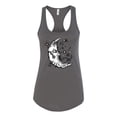 thumbnail image 2 of Wild Bobby Crescent Moon Astrology Puff Print Fashion Ladies Racerback Tank Top, Dark Grey, Medium, 2 of 6