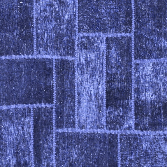 Ahgly Company Machine Washable Indoor Square Patchwork Blue Transitional Area Rugs, 7' Square