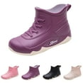 thumbnail image 2 of XIMIN Women's Waterproof and Wear-Resistant Rubber Ankle Rain Boots Lace Up Platform Wedge Heel Round Toe Solid Color Non-Slip Outdoor Garden Work Rain Boots, 2 of 5
