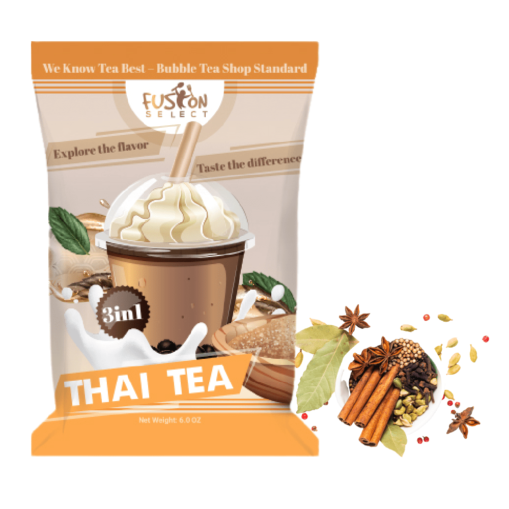 Fusion Select Bubble Tea Mix - Taro Flavored 3-in-1 Drink Powder with Cream & Sugar - Instant Pre-Mixed Beverage for Hot or Cold Blends & Yummy Frappes - 6 oz. Pack, Made in Taiwan (Thai Tea)