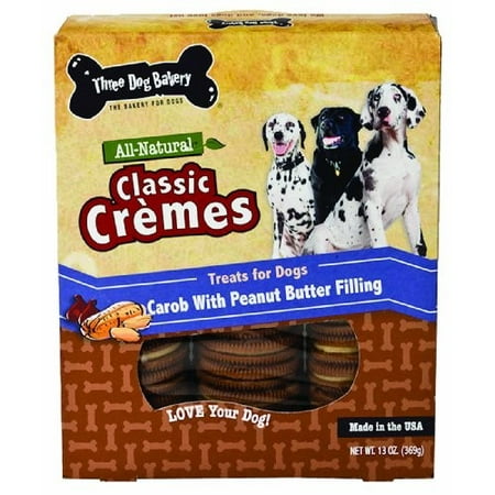 Three Dog Bakery Classic Cremes Carob With Peanut Butter Filling Baked Dog Treats, 13